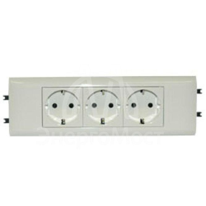 Механизм розетки 3-м СП Mosaic New 6мод. для кабель-канала DLP с заземл. с суппорт. бел. Leg 077433