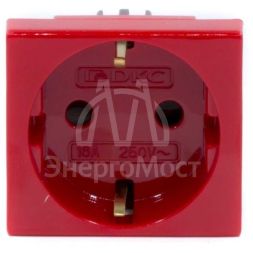 Розетка 1-м СП Viva 2мод. защ. шторки с заземл. красн. DKC 45015