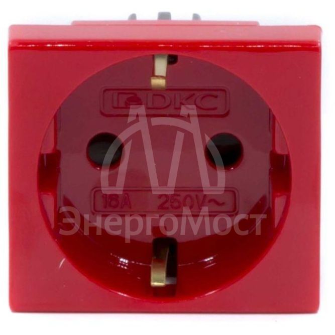Розетка 1-м СП Viva 2мод. защ. шторки с заземл. красн. DKC 45015