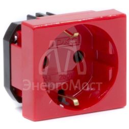 Розетка 1-м СП Viva 2мод. защ. шторки с заземл. красн. DKC 45015