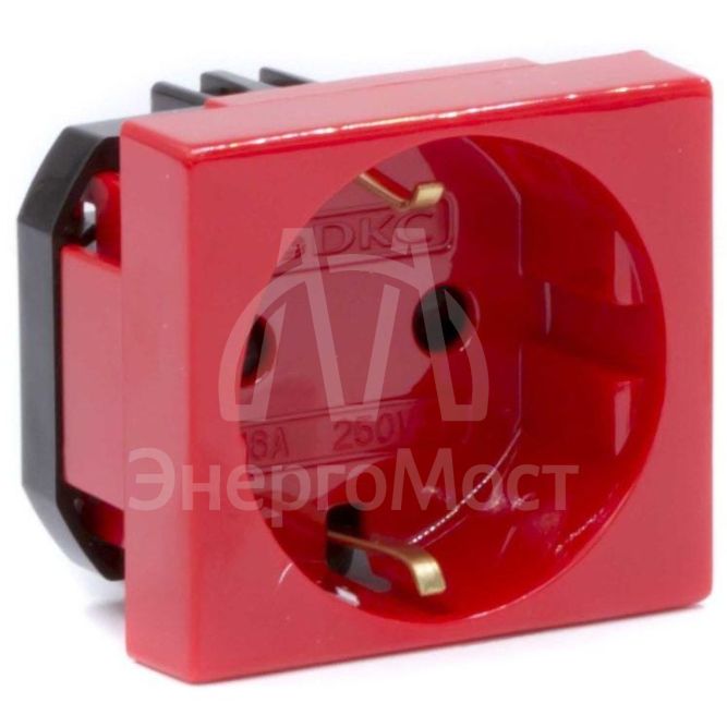 Розетка 1-м СП Viva 2мод. защ. шторки с заземл. красн. DKC 45015