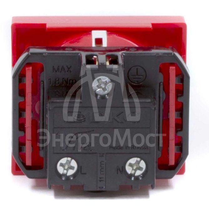 Розетка 1-м СП Viva 2мод. защ. шторки с заземл. красн. DKC 45015