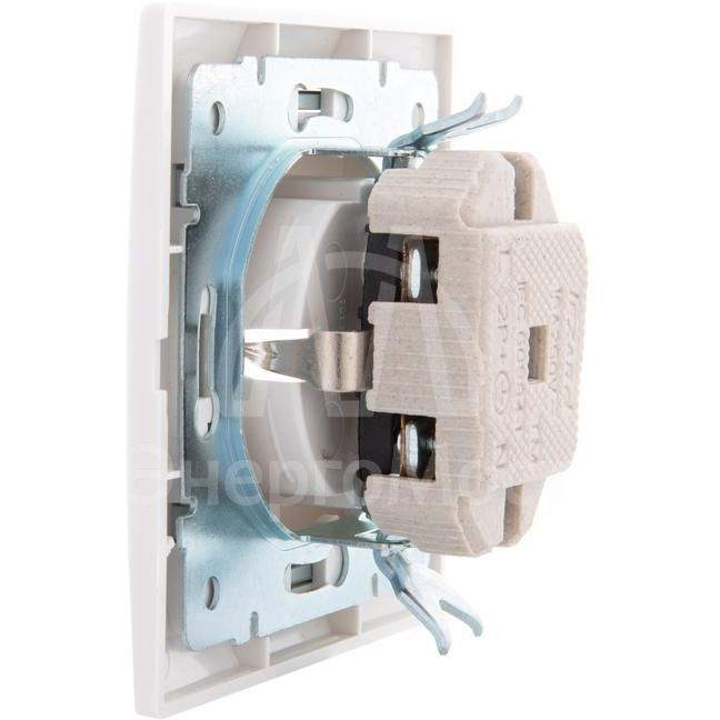 Розетка 1-м СП Мира керам. с заземл. бел./сер. LEZARD 701-0215-122