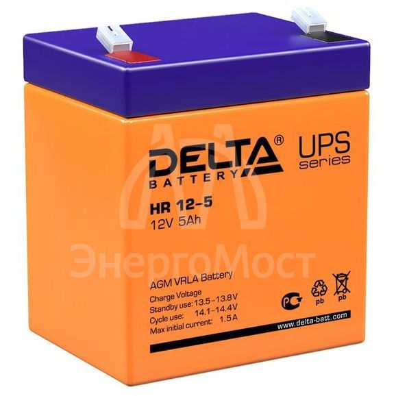 Аккумулятор UPS 12В 5А.ч Delta HR 12-5