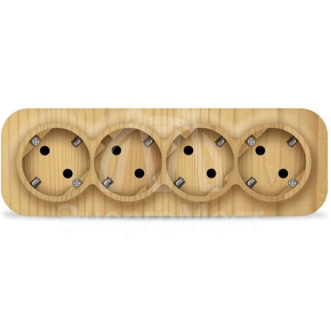 Розетка 4-м ОП 16А IP20 с заземл. сосна IONICH 1457