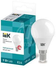 Лампа светодиодная ECO G45 9Вт шар 4000К E14 230В IEK LLE-G45-9-230-40-E14