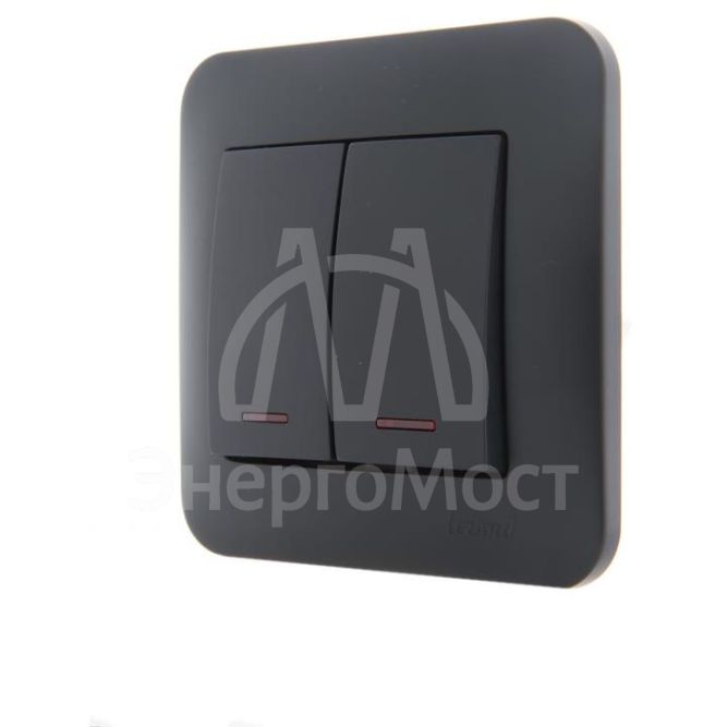 Механизм выключателя 2-кл. 1п СП Karina 10А IP20 с подсветкой черн. бархат LEZARD 707-4288-112