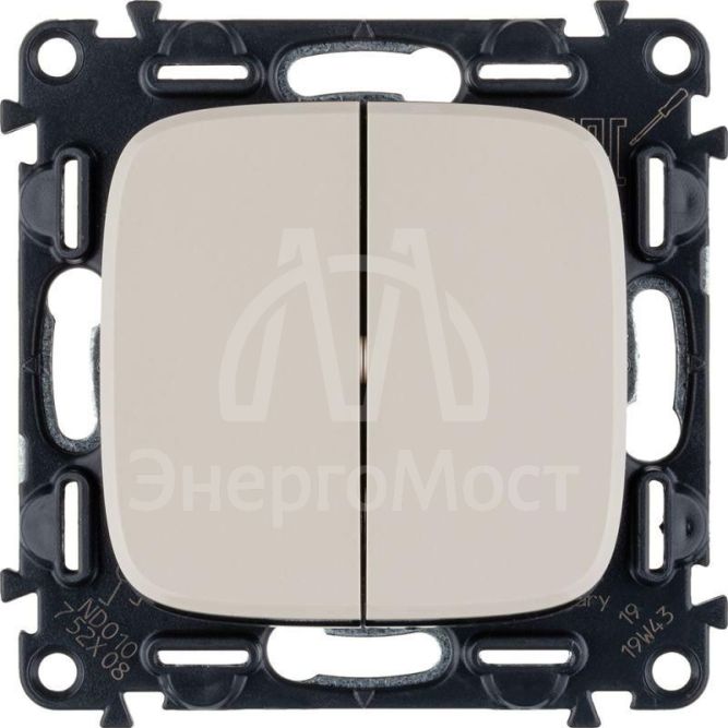 Механизм переключателя 2-кл. СП Valena Allure 10А IP20 250В с лиц. панелью безвинт. зажимы сл. кость Leg 752808