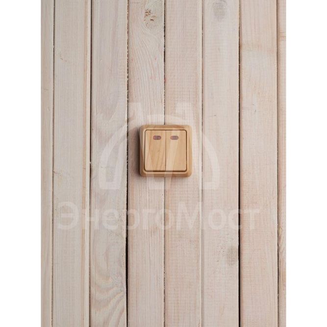 Выключатель 2-кл. ОП Октава 10А IP20 ВС20-2-1-ОС с индикацией сосна IEK EVO21-K03-10-DC