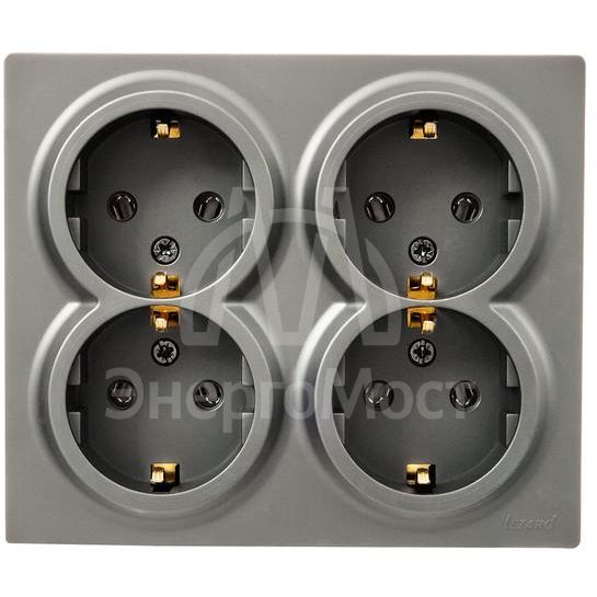 Розетка 4-мест. с заземл. LETO закрытый корпус ПБТ платина LEZARD 752-3500-127BDP