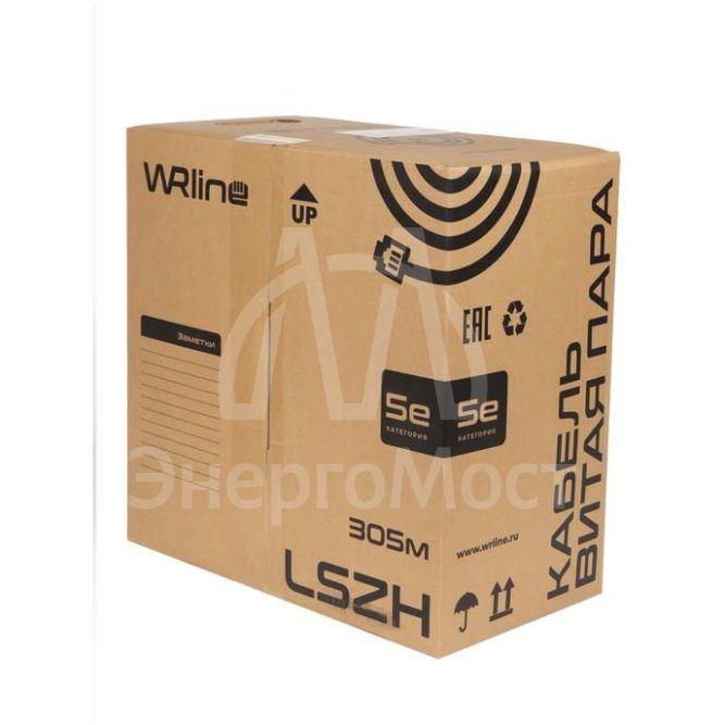 Кабель витая пара U/UTP WR-UTP-4P-C5E-LSZH-GY неэкранир. кат.5e 4 пары 0.50мм ож внутр. LSZH нг(A)-HF сер. (уп.305м) WRLine 505750