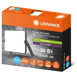 Прожектор светодиодный СДО FL ECO 30W 765 G4 уличный матов. стекло алюм. черн. LEDVANCE 4099854400094