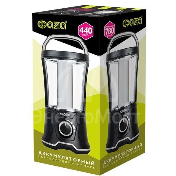 Фонарь кемпинговый AccuF5-L20W-bk 40х0.5Вт SMD 440лм аккумулятор 2000мА.ч 2 режима: 100проц. 2ч/10проц. 13ч индикатор зарядки диммер черн. ФАZА 5015869