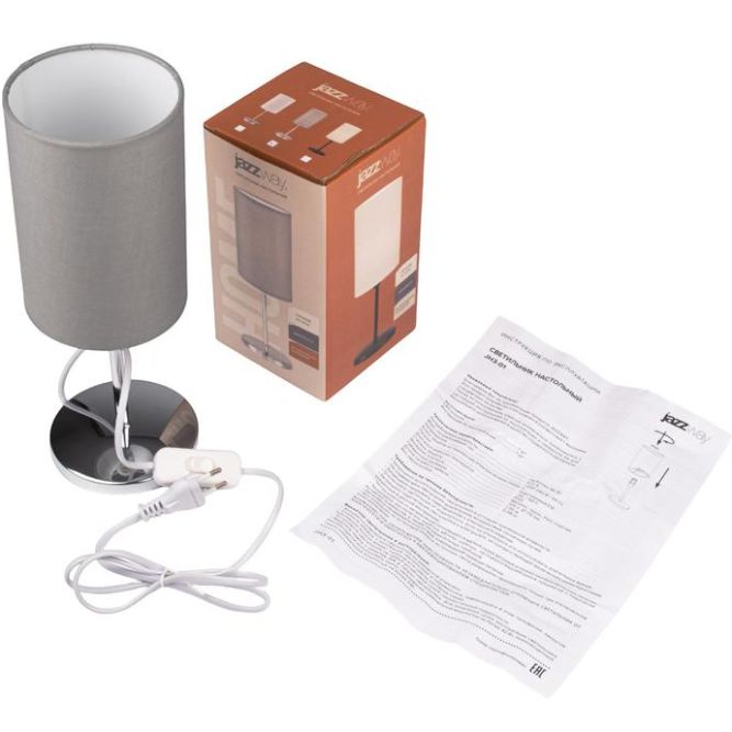 Светильник настольный JH3-01-gy E14 IP20 110х110х310мм метал.; ткань; PVC-пластик сер. JazzWay 5062368