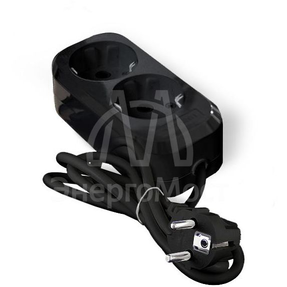 Удлинитель 2х2м с заземл. 16А IP20 Е-302 ПВС 3х1 АБС-пластик черн. UNIVersal 2175