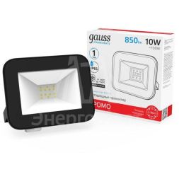 Прожектор светодиодный Elementary 10Вт 780лм IP65 6500К черн. ПРОМО Gauss 613100310P
