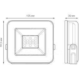 Прожектор светодиодный Elementary 10Вт 780лм IP65 6500К черн. ПРОМО Gauss 613100310P