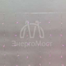 Гирлянда &amp;quot;Светодиодный Дождь&amp;quot; 3х2м свечение с динамикой прозр. провод 230В роз. Neon-Night 235-097