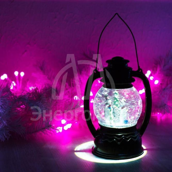 Фонарь декоративный &amp;quot;Снеговики&amp;quot; с эффектом снегопада и подсветкой бел. Neon-Night 501-061