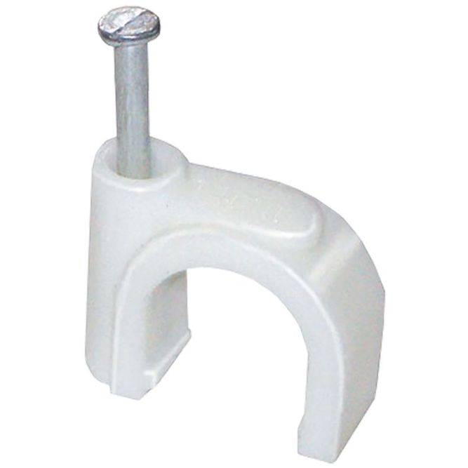 Скоба крепежная круглая с гвоздем d25мм пластик. (уп.100шт) IEK USK11-25-100