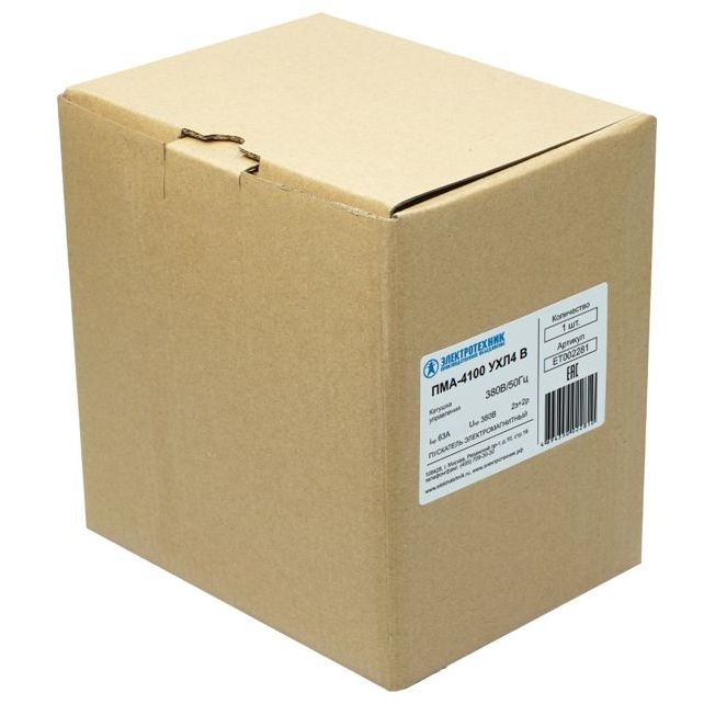 Пускатель электромагнитный ПМА-4100 УХЛ4 В 380В/50Гц 2з+2р 63А нереверсивный без реле IP00 Электротехник ET002281