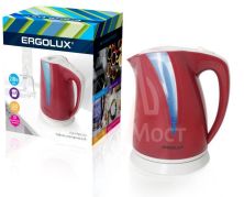 Чайник ELX-KP03-C73 пласт. 2.0л 160-250В 1500-2300Вт вишнево-свет.сер Ergolux 13116