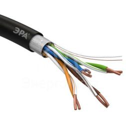 Кабель витая пара F/UTP кат.5E 4х2х24AWG solid CU PE Outdoor черн. (м) Эра Б0044689