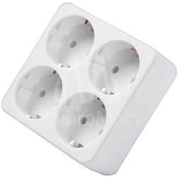 Разветвитель 4-м квадрат с заземл. 16А 3500Вт 250В бел. DОМТОК 2661