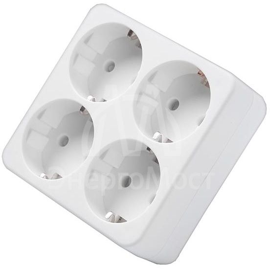 Разветвитель 4-м квадрат с заземл. 16А 3500Вт 250В бел. DОМТОК 2661