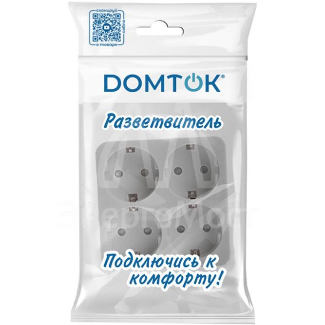Разветвитель 4-м квадрат с заземл. 16А 3500Вт 250В бел. DОМТОК 2661