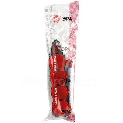 Колодка ЭРА KX-4e-RED-IP44 каучуковая с заземлением 4 розетки 16A IP44 красн. Эра Б0068456