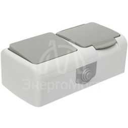 Блок ОП розетка 1-м 16А с заземл. с крышкой+выключатель 1-кл. Мурманск IP54 сер. EKF EFRV16-050-30-540