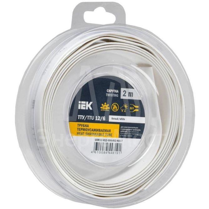 Трубка термоусадочная ТТУ нг-LS 12/6 бел. (уп.2м) IEK UDR12-012-006-002-K01-T