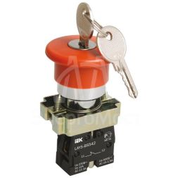 Кнопка LAY5-BS142 &amp;quot;Грибок&amp;quot; с ключом красн. 1з+1р IEK BBG50-LAY5-K04