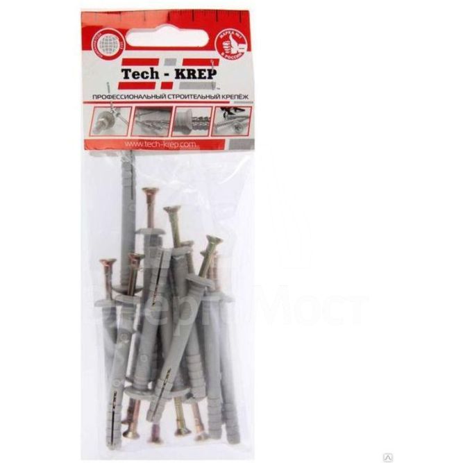 Дюбель-гвоздь 6х60 с грибовидной манжетой полипропилен (уп.14шт) пакет Tech-Krep 102946