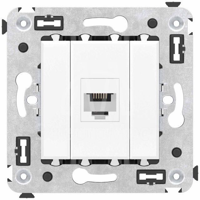 Розетка телефонная 1-м СП Avanti &amp;quot;Белое облако&amp;quot; RJ12 без шторок механизм DKC 4400613
