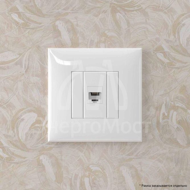 Розетка телефонная 1-м СП Avanti &amp;quot;Белое облако&amp;quot; RJ12 без шторок механизм DKC 4400613