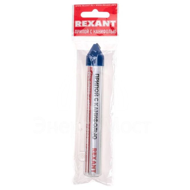 Припой с канифолью 20гр. d=1.0мм (Sn60 Pb40 Flux 2.2%) REXANT 09-3103