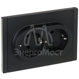 Розетка 2-м СП FORTE&amp;amp;PIANO FP123 16А с заземл. защ. шторки безвинт. крепл. черн. IEK FP-R24-16-1-K02