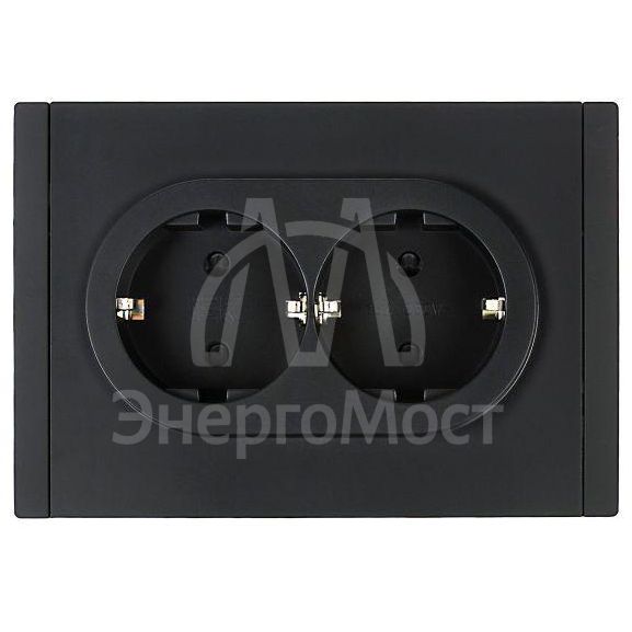 Розетка 2-м СП FORTE&amp;amp;PIANO FP123 16А с заземл. защ. шторки безвинт. крепл. черн. IEK FP-R24-16-1-K02