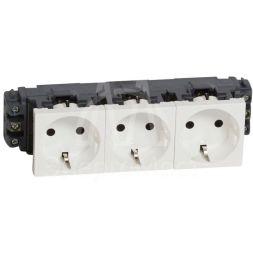 Механизм розетки 3-м СП Mosaic New 6мод. 2К+З нем. станд. защ. шторки бел. Leg 077603