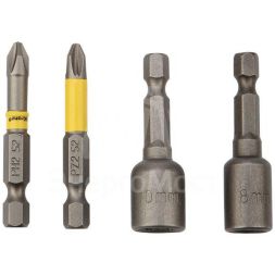 Набор насадок на шуруповерт PH2 PZ2 с магнитным держателем 50мм головка 8мм 10мм 5 предметов Kranz KR-92-0461
