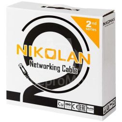 Кабель U/UTP 4 пары кат.5e (класс D) тест по ISO/IEC 100МГц одножильный BC (чистая медь) 24AWG (0.49мм) внутр. LSZH нг(А)-HFLTx оран. (уп.305м) NIKOLAN NKL 2100C-OR