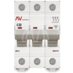 Выключатель автоматический модульный 3п C 32А 6кА AV-6 AVERES EKF mcb6-3-32C-av