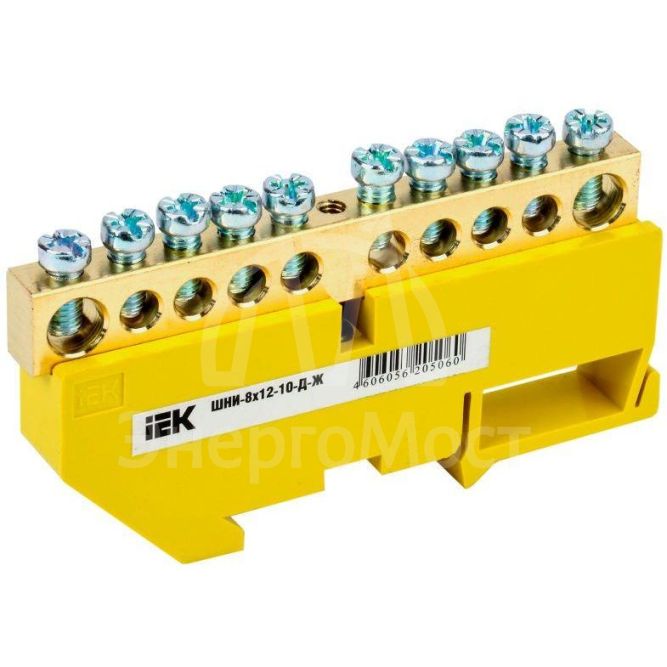 Шина PE &amp;quot;земля&amp;quot; на DIN-изол. ШНИ-8х12-10-Д-Ж IEK YNN10-812-10D-K05