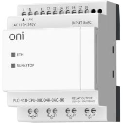 Модуль ЦПУ ПЛК 410 8 DI 4 RO 220В AC с Ethernet портом без экрана ONI PLC-410-CPU-08D04R-0AC-00
