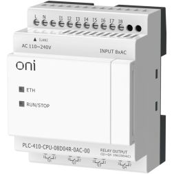 Модуль ЦПУ ПЛК 410 8 DI 4 RO 220В AC с Ethernet портом без экрана ONI PLC-410-CPU-08D04R-0AC-00