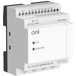 Модуль ЦПУ ПЛК 410 8 DI 4 RO 220В AC с Ethernet портом без экрана ONI PLC-410-CPU-08D04R-0AC-00