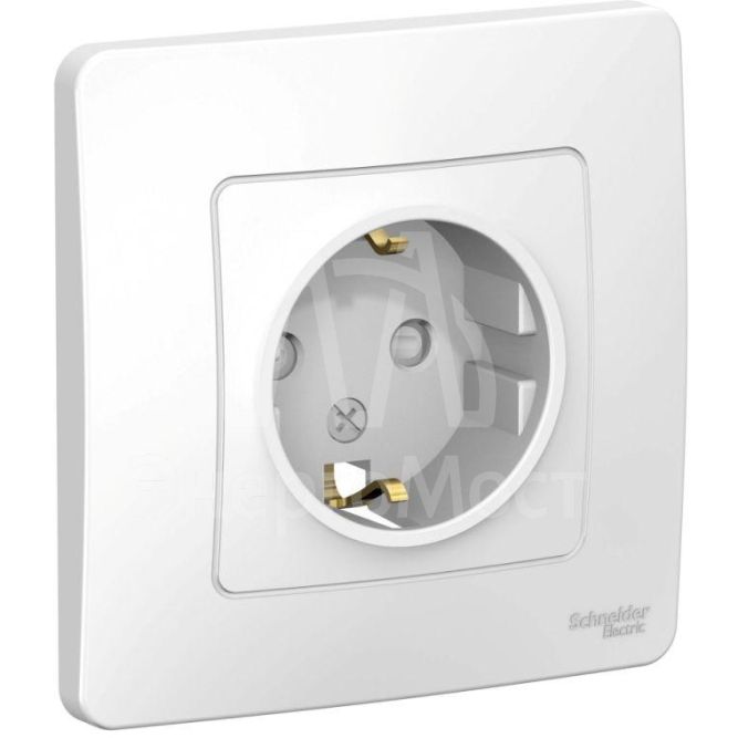 Розетка 1-м СП BLANCA 16А 250В защ. шторки с заземл. бел. SchE BLNRS001111