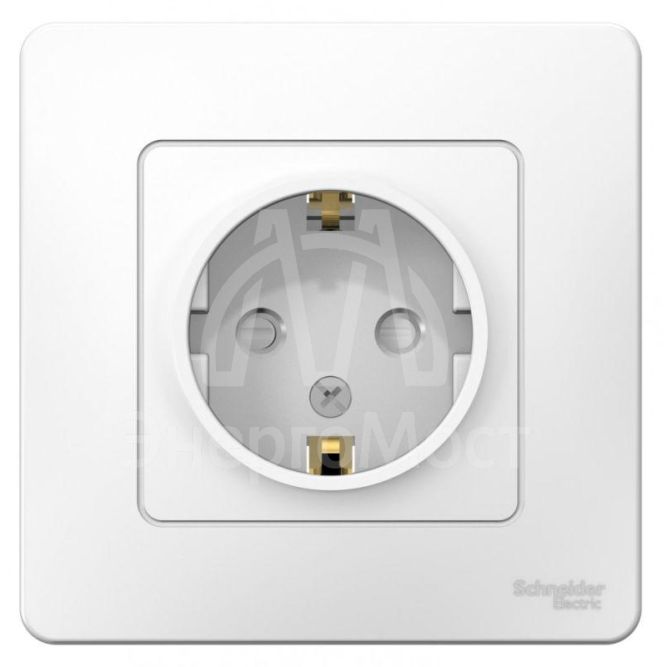 Розетка 1-м СП BLANCA 16А 250В защ. шторки с заземл. бел. SchE BLNRS001111